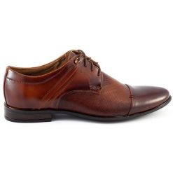 Olivier Buty męskie wizytowe 710 brązowe. Brązowe buty wizytowe męskie z jeansu, bez zapięcia. Za 367.89 zł.