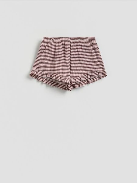 Szorty w kratkę - bordowy. Czerwone szorty damskie Reserved, bez wzorów, z dzianiny. Za 59.99 zł.