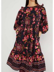 Blutsgeschwister Sukienka "Naughty but True amusement" w kolorze czarno-różowo-żółtym rozmiar: M. Niebieskie sukienki damskie Blutsgeschwister, na imprezę, m, bez wzorów, z bawełny, klasyczne, bez kołnierzyka, bez ramiączek, midi, rozkloszowane. Za 200.13 zł.