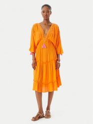 Selmark Sukienka plażowa BO195 Pomarańczowy Regular Fit. Brązowe sukienki damskie SELMARK, na plażę, s, bez wzorów, z wiskozy, bez kołnierzyka, bez ramiączek. Za 329.99 zł.