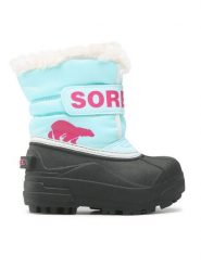 Sorel Śniegowce Childrens Snow Commander NC1960-428 Błękitny. Niebieskie kozaki dziewczęce Sorel, z tworzywa sztucznego. Za 229.00 zł.