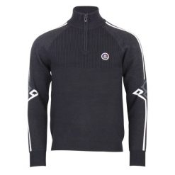 Sweter z kołnierzem 1/2 zip Peak Mountain Ciao. Czarne kardigany męskie Peak Mountain, bez wzorów, sportowe, bez kołnierzyka. W wyprzedaży za 286.50 zł.