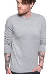MĘSKI SWETER WRANGLER CREW KNIT MID GREY MEL W8A0PDX37 112132357. Szare swetry męskie Wrangler, m, bez wzorów, bez kołnierzyka. Za 129.99 zł.