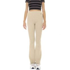 Spodnie damskie Lacoste. Brązowe spodnie materiałowe damskie Lacoste, bez wzorów, z dzianiny, eleganckie, z podwyższonym stanem. Za 397.00 zł.