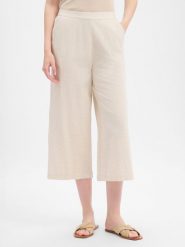 Vila Spodnie culottes z lnem - VIPrisilla Kobiety Bawełna biały|beżowy, 36. Białe spodnie materiałowe damskie Vila, bez wzorów, z bawełny. Za 139.95 zł.