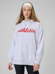 4F Bluza dresowa loose z kapturem damska - szara M. Szare bluzy z kapturem damskie 4f, m, z bawełny. Za 179.99 zł.