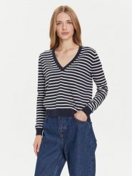 Tommy Jeans Sweter Essential DW0DW19888 Granatowy Regular Fit. Niebieskie swetry klasyczne damskie Tommy Jeans, s, z bawełny, bez kołnierzyka. Za 289.99 zł.
