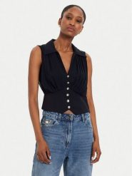 Morgan Top 242-OPLI Granatowy Slim Fit. Niebieskie topy sportowe damskie Morgan, bez wzorów, z syntetyku, bez ramiączek. Za 249.99 zł.