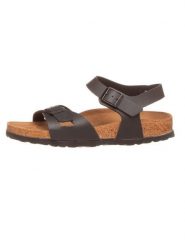 Birkenstock Skórzane sandały "Rio" w kolorze czarnym rozmiar: 36. Czarne sandały damskie Birkenstock, bez wzorów, bez obcasa. Za 130.19 zł.