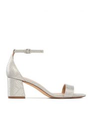 DeeZee Sandały CEO-HJY0223010-1 Srebrny. Szare sandały damskie DeeZee, bez wzorów, z materiału, bez obcasa, na słupku. Za 129.99 zł.