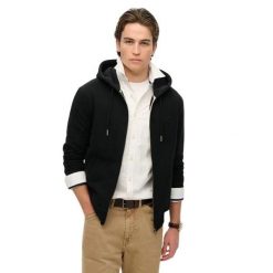 Bluza z kapturem i zamkiem błyskawicznym Superdry Logo Essential. Czarne bluzy z kapturem męskie Superdry., m. Za 347.00 zł.