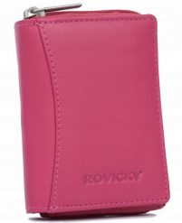 Portfel damski Rovicky R-23-17-LFN różowy. Czerwone portfele damskie ROVICKY, bez wzorów, ze skóry. Za 49.99 zł.