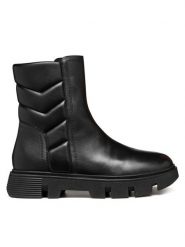 Geox Botki D Vilde D46UAB 0TUBC C9999 Czarny. Czarne botki damskie Geox, ze skóry, bez obcasa, na płaskiej podeszwie, bez zapięcia. Za 609.99 zł.