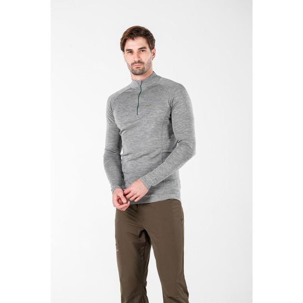 Astro - męska koszulka 100% wełna merino z zamkiem (195 g/m²). Szare bielizna termoaktywna męska WOOLONA, m, bez wzorów, z wełny. W wyprzedaży za 324.00 zł.