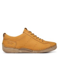 Półbuty Josef Seibel. Żółte półbuty damskie Josef Seibel, bez wzorów, bez obcasa, na płaskiej podeszwie. Za 389.99 zł.