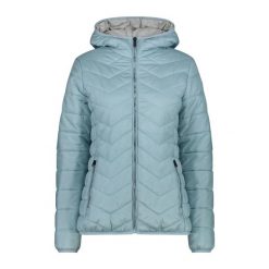 Kurtka puchowa z kapturem damska z diagonalnymi szwami CMP. Niebieskie kurtki damskie CMP, na zimę, s, bez wzorów, z puchu, z kapturem. W wyprzedaży za 528.35 zł.