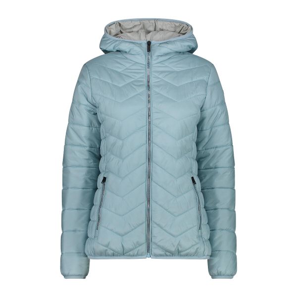 Kurtka puchowa z kapturem damska z diagonalnymi szwami CMP. Niebieskie kurtki damskie CMP, na zimę, s, bez wzorów, z puchu, z kapturem. W wyprzedaży za 528.35 zł.