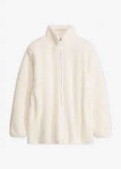 Bluza rozpinana z kożuszkiem. Białe bluzy bez kaptura damskie bonprix. Za 109.99 zł.