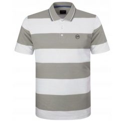 Koszulka Polo - Męska - Pako Jeans - Biało-Beżowe Pasy. Białe koszulki polo męskie Pako Jeans, l, bez wzorów, z bawełny, bez ramiączek. Za 135.00 zł.