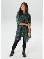 Aniston Tunika w kolorze ciemnozielono-granatowym rozmiar: 50. Zielone tuniki damskie Aniston, bez wzorów, z bawełny, bez kołnierzyka, bez ramiączek. Za 104.99 zł.