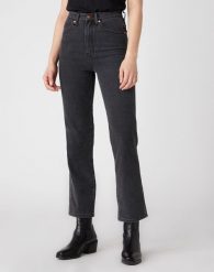 DAMSKIE SPODNIE JEANSOWE WRANGLER HERITAGE FIT WILD HERITAGE BLACK W2H2-D3-23F 112128608. Czarne spodnie materiałowe damskie Wrangler, bez wzorów, z jeansu. Za 209.99 zł.