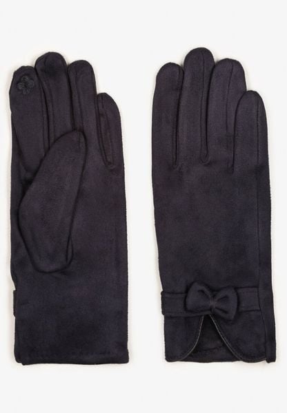 Niebieskie Rękawiczki Dzianinowe z Bawełną Ozdobione Kokardą Tessemi. Niebieskie rękawiczki damskie Renee, na wiosnę, bez wzorów, z bawełny. Za 19.99 zł.