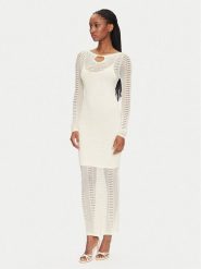 Marciano Guess Sukienka dzianinowa 5GGK45 5869Z Biały Regular Fit. Białe sukienki damskie Marciano Guess, z aplikacjami, z dzianiny, bez kołnierzyka, bez ramiączek. Za 519.99 zł.