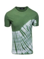 T-shirt męski bawełniany TIE DYE - zielony V3. Zielone t-shirty męskie Ombre Clothing, m, bez wzorów, z bawełny, bez kołnierzyka. W wyprzedaży za 19.99 zł.