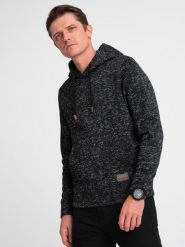 Bluza męska nierozpinana kangurka z kapturem - grafitowy melanż V2 - Rozmiar: L. Szare bluzy z kapturem męskie Ombre Clothing, l, z poliesteru. Za 119.99 zł.