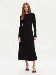 United Colors Of Benetton Sukienka dzianinowa 1QMKDV01W Czarny Regular Fit. Czarne sukienki damskie United Colors Of Benetton, s, bez wzorów, z dzianiny, bez kołnierzyka, bez ramiączek. Za 369.99 zł.