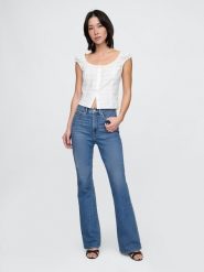GAP Dżinsy - Flare fit - w kolorze niebieskim rozmiar: W35. Niebieskie jeansy damskie GAP, z podwyższonym stanem. Za 193.24 zł.