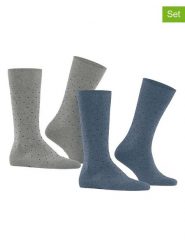 ESPRIT Skarpety (2 pary) "Fine Dot" w kolorze szaro-niebieskim rozmiar: 39-42. Niebieskie skarpetki męskie Esprit, bez wzorów, ze splotem. Za 43.99 zł.