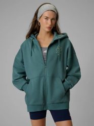 Bluza dresowa loose z kapturem damska 4F 4FRSS26TSWSF2838. Zielone bluzy z kapturem damskie 4f, s, z bawełny. Za 160.99 zł.