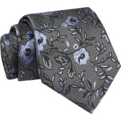 Krawat - ALTIES - Szary w Niebieskie Kwiaty. Szare krawaty i muchy męskie Alties, bez wzorów, z tkaniny, eleganckie. Za 49.00 zł.
