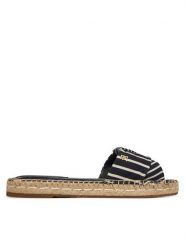 Tommy Hilfiger Klapki Canvas FW0FW09140 Granatowy. Niebieskie klapki damskie Tommy Hilfiger, bez wzorów, z materiału, bez obcasa. Za 359.99 zł.