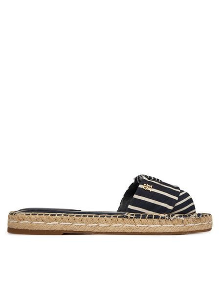 Tommy Hilfiger Klapki Canvas FW0FW09140 Granatowy. Niebieskie klapki damskie Tommy Hilfiger, bez wzorów, z materiału, bez obcasa. Za 359.99 zł.