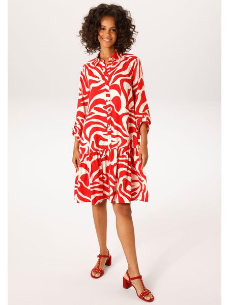 Aniston Sukienka w kolorze czerwono-białym rozmiar: 36. Czerwone sukienki damskie Aniston, bez wzorów, z wiskozy, bez kołnierzyka, bez ramiączek, midi. Za 173.99 zł.