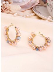 L'Atelier de Gaia Pozłacane kolczyki-kreole z perłami rozmiar: onesize. Pomarańczowe kolczyki damskie L'Atelier de Gaia, z perłą, pozłacane. Za 91.77 zł.