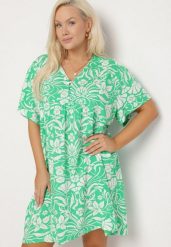 Zielona Pudełkowa Sukienka z Wiskozy w Kwiaty z Guzikami Liramiree. Zielone sukienki damskie Born2be, na co dzień, l, bez wzorów, z wiskozy, eleganckie, bez kołnierzyka, bez ramiączek, mini, proste. W wyprzedaży za 67.99 zł.