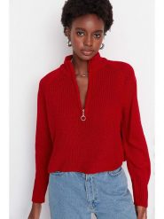 Trendyol Sweter w kolorze czerwonym rozmiar: M. Czerwone golfy damskie Trendyol, m, ze splotem, bez kołnierzyka. Za 74.99 zł.