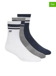 Skechers Skarpety (6 par) w kolorze granatowo-biało-szarym rozmiar: 39-42. Białe skarpetki męskie Skechers, bez wzorów, ze splotem. Za 52.42 zł.