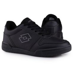Buty męskie sportowe trampki Lotto TITANIS. Czarne trampki i tenisówki męskie Lotto, bez wzorów, z materiału, bez zapięcia. Za 138.00 zł.
