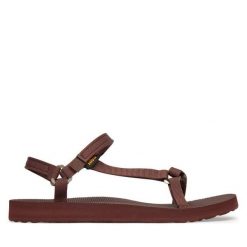 Sandały Teva. Czerwone sandały damskie Teva, bez wzorów, bez obcasa, na płaskiej podeszwie. Za 299.99 zł.