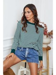 So Cachemire Sweter "Dweg" w kolorze zielono-białym rozmiar: L. Zielone swetry klasyczne damskie So Cachemire, l, z kaszmiru, bez kołnierzyka. Za 235.50 zł.