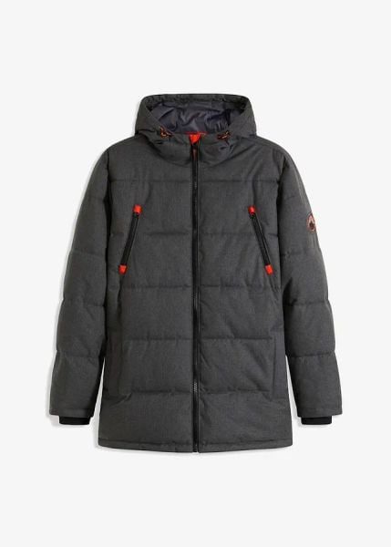Hydrofobowa, pikowana kurtka funkcyjna na ciepłej podszewce. Niebieskie kurtki męskie bonprix, na zimę, m, bez wzorów, z kapturem. Za 329.99 zł.