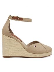 Tommy Hilfiger Półbuty Flag High Wedge Espad Closed Toe FW0FW08494 Beżowy. Brązowe półbuty damskie Tommy Hilfiger, bez wzorów, z materiału, bez obcasa, na koturnie. Za 249.99 zł.