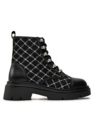 Aldo Botki Marthia 13837969 Czarny. Czarne botki damskie Aldo, z materiału, bez obcasa, na płaskiej podeszwie, bez zapięcia. Za 369.99 zł.