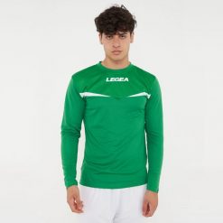 Męska Koszulka do Biegania z Długim Rękawem Zielono-Biała. Białe t-shirty sportowe męskie Legea, m, z bawełny, bez ramiączek, do biegania. Za 56.00 zł.