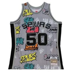 Koszulka San Antonio Spurs. Szare bluzki damskie Mitchell & Ness, bez wzorów, sportowe, bez kołnierzyka, bez ramiączek. Za 636.50 zł.