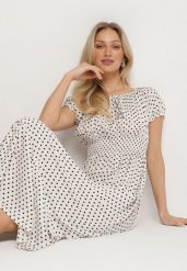 Biała Sukienka z Bawełną w Kropki Ellisla. Białe sukienki damskie Born2be, na co dzień, l, bez wzorów, z bawełny, eleganckie, bez kołnierzyka, bez ramiączek, midi. W wyprzedaży za 63.99 zł.
